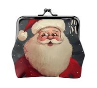 Christmas Santa Prints Coin Purse Kiss Lock Pu Leather Mini Pouch Wallet Change Bag for Women Girls Kids