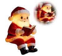 Christmas Santa Reading Book Lamp - 2025 New Cute Santa Night Light, Small Vintage Holiday Decorative Figurine for Bedroom, Nursery, Mantle, Shelf & Christmas Party Indoor Decoration