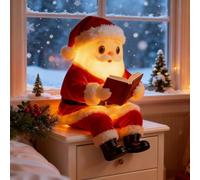 Christmas Santa Reading Book Night Light,Light Up Santa Figurine Lamp,S