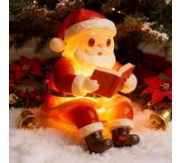 Christmas Santa Reading Book Night Light, Resin Santa Reading Book Lamp, Santas Figurine Lamp Decoration, Christmas Figurines Nightlight for Table Mantle Home Holiday Party Decor (13.5cm/5.31in)