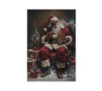 Christmas Santa Reading Letters Canvas Poster Bedroom Decor Landscape Office Room Decor Gift 24x36inch(60x90cm)