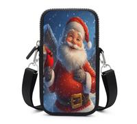 Christmas Santa Red Cardinal Small Crossbody Bag Adjustable Mobile Phone Bags Wallet Pouch Shoulder for Women Men