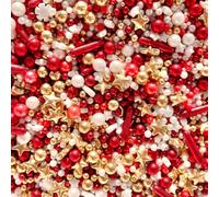 Christmas santa red white gold metallic sprinkles edible pearls candy canes snowflakes cupcake cake toppers biscuits ball mix pearls decoration 100s 1000s party baking SANTA CLAUS