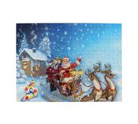 Christmas Santa Reindeer,500 Pieces Puzzles for Adults-Wooden Jigsaw Puzzle for Adults Elderly