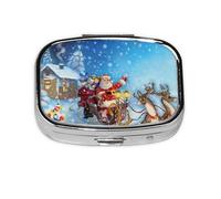 Christmas Santa Reindeer,Meta Pill Box 2 Compartment Medicine Case,Portable Organizer,Rectangle Meta Portable Organizer Pill Box 1885 Compartment Medicine Case
