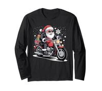 Christmas Santa Riding on a Vintage Motorcycle Bike Rock Long Sleeve T-Shirt