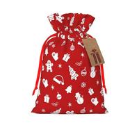 Christmas Santa Sack - 8.3"x11.8" Christmas Drawstring Gift Bag - Premium Linen Santa Claus Bag for Toys, Candy & Party Decor