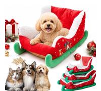 Christmas Santa Sleigh Dog Bed, Christmas Dog Beds Holiday Themed with Non Slip Base, Washable Plush Sofa Beds for Cats and Pets，XL: 80 * 55 * 38cm / 31.5 * 21.7 * 15in