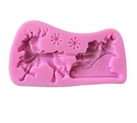 Christmas Santa Sleigh Elk Cake Mould Silicone Decoration Mould Christmas Chocolate Biscuits Pudding Mould Tool (Random Colour)