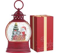 Christmas Santa Snow Globes, Cat Family Musical Snow Globe Light up Swirling Glitter Snow Globe Red Lantern with Timer, Christmas Tree Holiday Party Gifts and Decorations, USB & Battery Operated