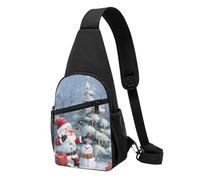 Christmas Santa Snowman Printed Chest Bag Sling Bag for Men Women, Outdoor Crossbody Fanny Packs Hiking Chest Packs Sport Daypacks