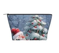 Christmas Santa Snowman Prints Trapezoid Makeup Bag Travel Cosmetic Organizer with Foam Padding for Gym, Office, and Weekend Trips