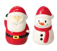 Christmas Santa & Snowman Salt and Pepper Shakers | Festive Ceramic Salt & Pepper Set | Novelty Cruet Set - 9cm