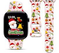 Christmas Santa Snowman Watch Band Compatible with Apple Watch Band Women Holiday 42mm 44mm 45mm 46mm 49mm iPhone iWatch Replacement Band for Series 10 9 Ultra 8 7 6 5 4 3 2 1 SE