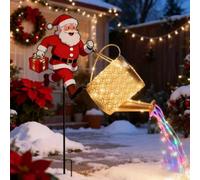 Christmas Santa Solar Kettle Lights, Decorative Garden Lawn Light, Christmas Solar Kettle Light, Santa Claus Watering Can Lantern for Outdoor Yard Patio Pathway Decorations (Colorful B)