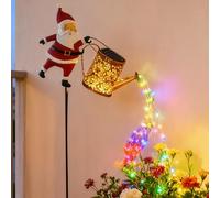 Christmas Santa Solar Kettle Lights Garden Lawn Decorative Light | Christmas Solar Kettle Light | Santa Claus Kettles Ground Lamp Led Night Lights | Watering Can Lantern for Patio, Yard and Pathway
