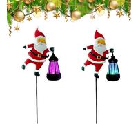 Christmas Santa Solar Kettle Lights Garden Lawn Decorative Light, IP65 Waterproof LED Outdoor Solar Lights with 2 Lighting Modes, Automatic On/Off, for Garden, Xmas Surprise Gifts (Colourful*2)