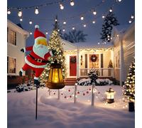 Christmas Santa Solar Kettle Lights Garden Lawn Decorative Light, IP65 Waterproof LED Outdoor Solar Lights with 2 Lighting Modes, Automatic On/Off, for Garden, Xmas Surprise Gifts (Warm*1)