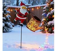 Christmas Santa Solar Kettle Lights Garden Lawn Decorative Light,Waterproof Christmas Watering Can Lights Outdoor Garden Hanging,Metal Solar Santas Watering Can LED Light for Yard