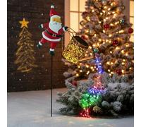 Christmas Santa Solar Kettle Lights, Garden Lawn Decorative Lights, Creative Christmas Outdoor Solar-Powered Ground-Mounted Patio Decorative Light for Lawn Courtyard, Walkway (Style-A, Colorful LED)