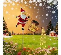 Christmas Santa Solar Kettle Lights, Garden Lawn Decorative Lights, IP65 Waterproof Metal with LED Light, Vintage Hanging Christmas Decoration, for Patio Lawn Xmas Decor, Courtyard, Pond, Walkway (02)