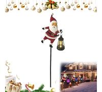 Christmas Santa Solar Kettle Lights Garden Lawn Decorative Lights, Outdoor Christmas Decoration, Waterproof Metal Garden Lantern with Warm LED Fairy Light for Patio, Yard Lawn Holiday Decor (White)