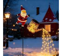 Christmas Santa Solar Kettle Lights,Solar Santa Watering Can Lights,Santa Solar Lights Outdoor with Led Light for Yard, Patio, Lawn, Pathway (A)