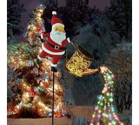 Christmas Santa Solar Kettle Lights | Solar Watering Can Light | Christmas Lamp Solars Watering Can with Cascading Lights | LED Kettle Santa Solars C-hristmas Night Light Outdoor Decorations