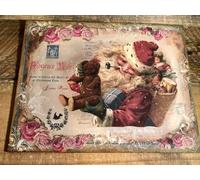 Christmas Santa, Vintage Victorian Style, Plaque Sign Decorative Retro Metal Tin Sign Vintage Sign for Home Coffee Shop Wall Decor 8x12 Inch