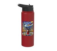 Christmas Santa Winter Streets Van Gogh Starry Night Stainless Steel Insulated Water Bottle