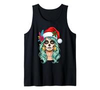 Christmas Santa Woman Floral Lights Holiday Vibe Art Tank Top