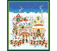 Christmas Santa's Workshop and Elves Panel 100% Cotton Print Fabric