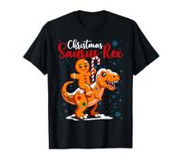 Christmas Saurus Rex Gingerbread Man Cookie TRex Boys Kids T-Shirt