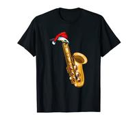 Christmas Saxophone Santa Hat Sax Player Holiday Music T-Shirt