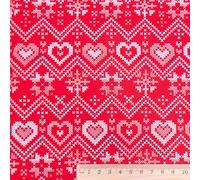 Christmas Scandi & Cross Stitch Patterns Fabric Xmas Material - Half Metres & Metre Lengths (Cross Stitch Red, 1 Metre)