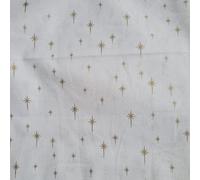 Christmas Scandi Fabric - Red/Navy/Green/Natural - Craft Material - Reindeer, Snowflake, Gingerbread Men, Star, Robin, Tartan. 100% Cotton. Cut per Half metre (Star Cream Gold)