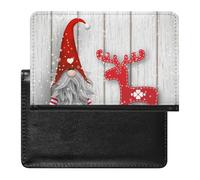 Christmas Scandinavian Gnome Reindeer with Wood Background Women's Passport Protector, Men's Passport Protector, PU Travel Passport Protector for Women Men Worker 5.8 x 3.9 x 0.4 inch