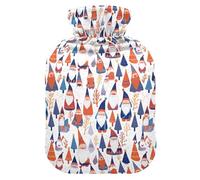 Christmas Scandinavian Goodluck Gnome Hot-Water Bottle with Soft Cover, 1L Warm Compress for Menstrual Cramps