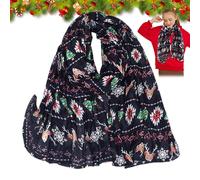 Christmas Scarf for Women Cotton Neck Scarves 90 x 180cm Lightweight Fashion Ladies Scarves Thin Pretty Scarf Georgette Headwrap Girls Soft Shawl Wrap for Christmas Birthday Gift (C)