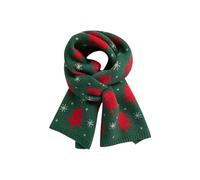 Christmas Scarf Women Men, Festive Knitted Scarf with Xmas Tree & Snowflakes, Soft Warm Winter Neck Warmer, Green Red Novelty Xmas for Her, Secret Santa Presents, Stocking Fillers (Green, One Size)