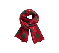 Christmas Scarf Women Men, Festive Knitted Scarf with Xmas Tree & Snowflakes, Soft Warm Winter Neck Warmer, Green Red Novelty Xmas for Her, Secret Santa Presents, Stocking Fillers (Red, One Size)