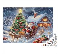 Christmas Scene-Festive Winter Illustration Puzzles for Adults 1000 Pieces with Anti-glare Surface Jigsaws for Adults for Relaxing Activities for Adults And Mindfulness Activities As Mother‘s Day Gif