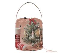 Christmas Scene Yarn Storage Knitting Bag Yarn with Holes Travel Storage for Crochet Tool Travel Knitting