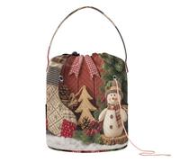 Christmas Scene Yarn Storage Knitting Bag Yarn with Holes Travel Storage for Crochet Tool Travel Knitting