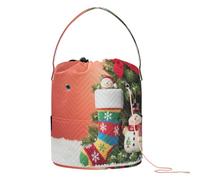 Christmas Scene Yarn Storage Knitting Bag Yarn with Holes Travel Storage for Crochet Tool Travel Knitting