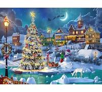 Christmas Scenes Paint by Numbers for Adults, Christmas Tree and Moon DIY Paint by Numbers for Beginner, Acrylic Watercolor Painting by Numbers Perfect for Gift Decor 12X16 Inch