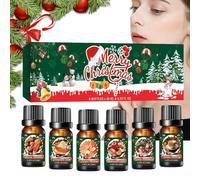 Christmas Scent Diffuser Oil 6 Pieces Festive Long Lasting | Christmas Wreath Scented Oil for Bathroom Bedroom Evenings Home Ambiance Festival Relaxation Women