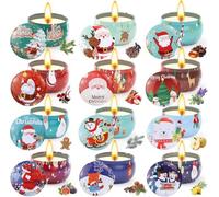 Christmas Scented Candle Gift 12 Pack, Aromatherapy Jar Candle Gifts, Natural Soy Wax Long Lasting Scented Candle Set for Women, Scented Candles Set for Christmas Thanksgiving Birthday Valentine Day