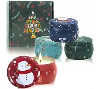 Christmas Scented Candles Gifts for Women: 4 Pack Aromatherapy CandlesPumpkin,Cinnamon,Lavender, Lemon 100% Natural Soy Wax Candle 4.4 Oz, Portable Tin Gift Set for Her, Birthday, Christmas Gifts