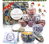 Christmas Scented Candles Gifts Set for Women 9PCS Aromatherapy Candle with Greeting Card,180 Hrs Burning Scented Natural Soy Wax Home Relaxing Stress Presents for Mum Friends Wife Bath Yoga 2.5Oz/Pcs